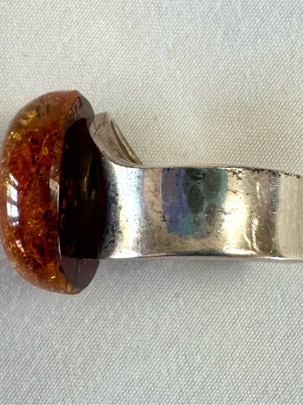 Vintage Cognac Amber Statement Ring Size 7 - Picture 3 of 6
